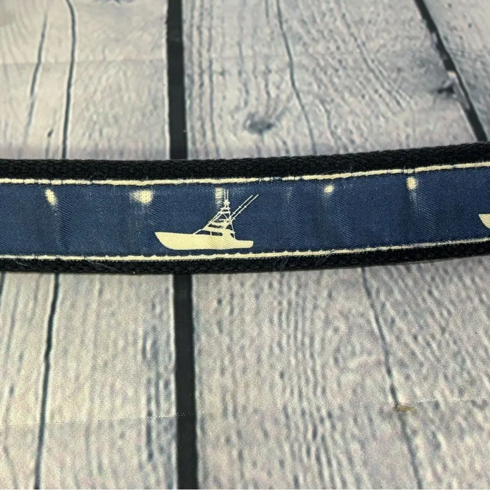 Vineyard Vines Sportfisher Canvas Leather Preppy Nautical Casual Club Belt 34